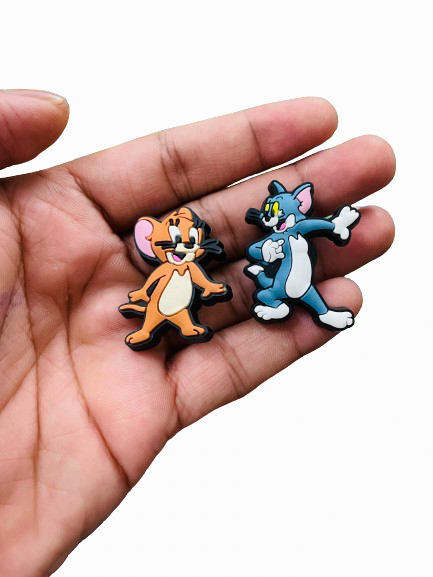 2 Pcs Tom and jerry Crocs Shoe decoration charms