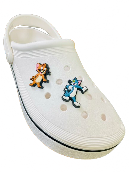2 Pcs Tom and jerry Crocs Shoe decoration charms